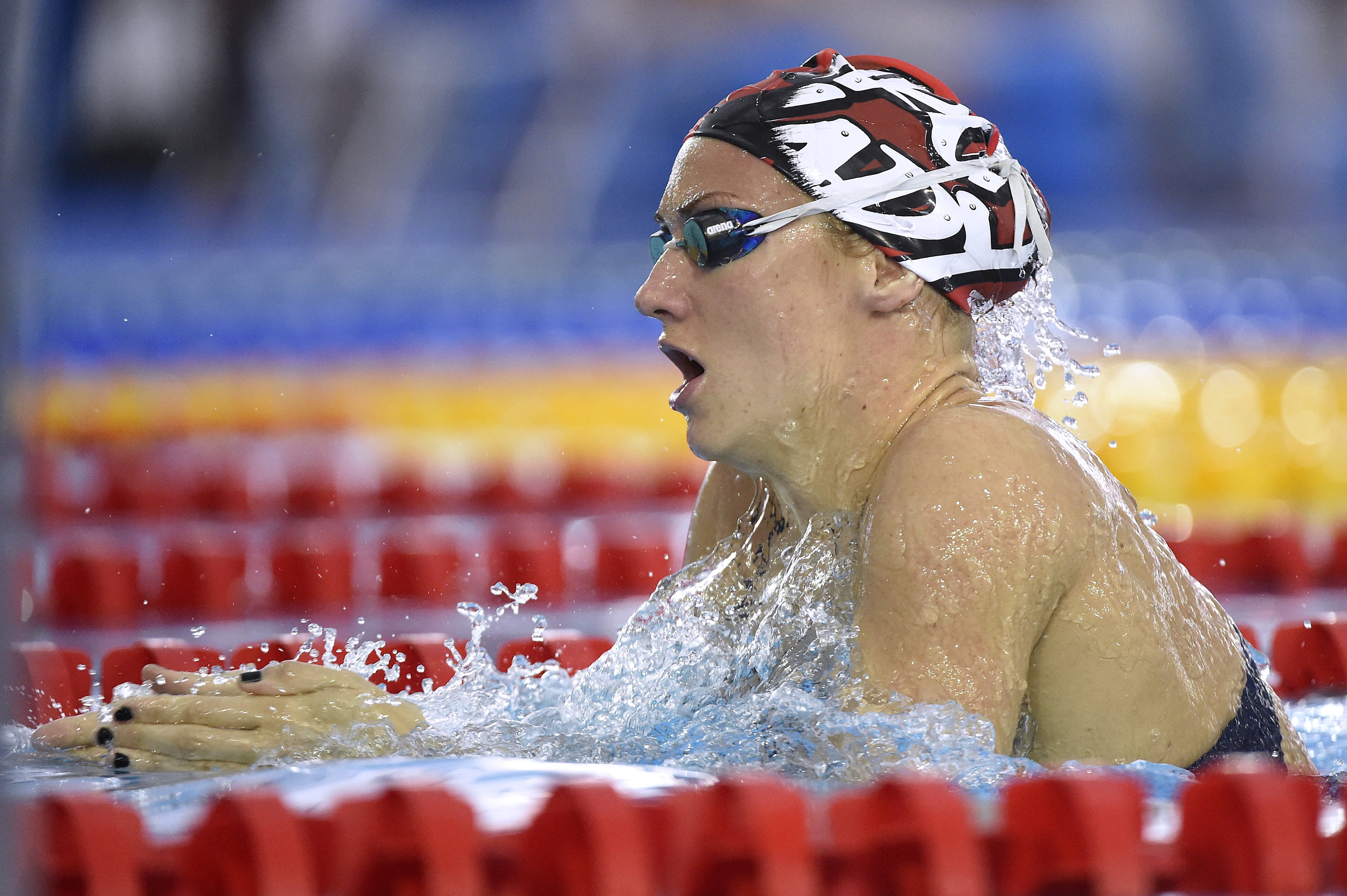 Rio de Janeiro, 2016. augusztus 3. Hosszú Katinka úszó edz a Rio de Janeiró-i Olimpiai Uszodában 2016. augusztus 3-án, két nappal a riói nyári olimpia kezdete elõtt. MTI Fotó: Kovács Tamás